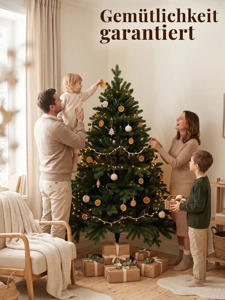 VIVANNO Künstlicher Weihnachtsbaum NORDMANN 150 Rund Grün - Bild 3