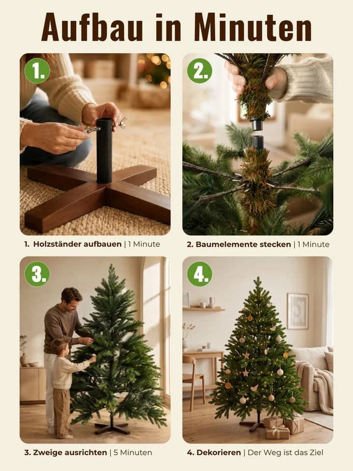 VIVANNO Künstlicher Weihnachtsbaum NORDMANN 150 Rund Grün - Bild 5