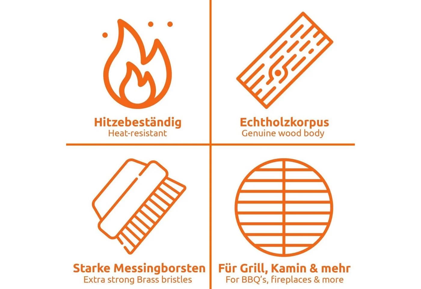 ECENCE Grillbürste mit Messingborsten und Schaber - Bild 3