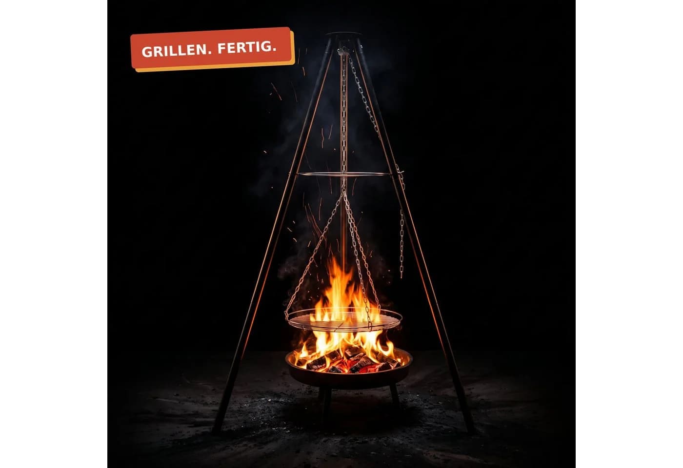 GLÜHZONE Holzkohlegrill HKG 100 Edelstahl Schwenkgrill silber