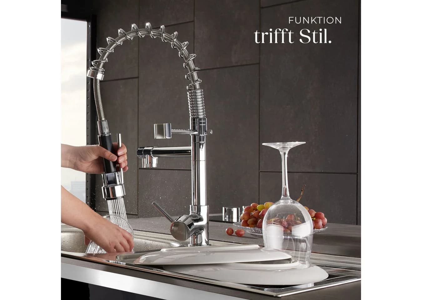 tectake Spültischarmatur Küchenarmatur Hochdruck Chrom - Bild 5