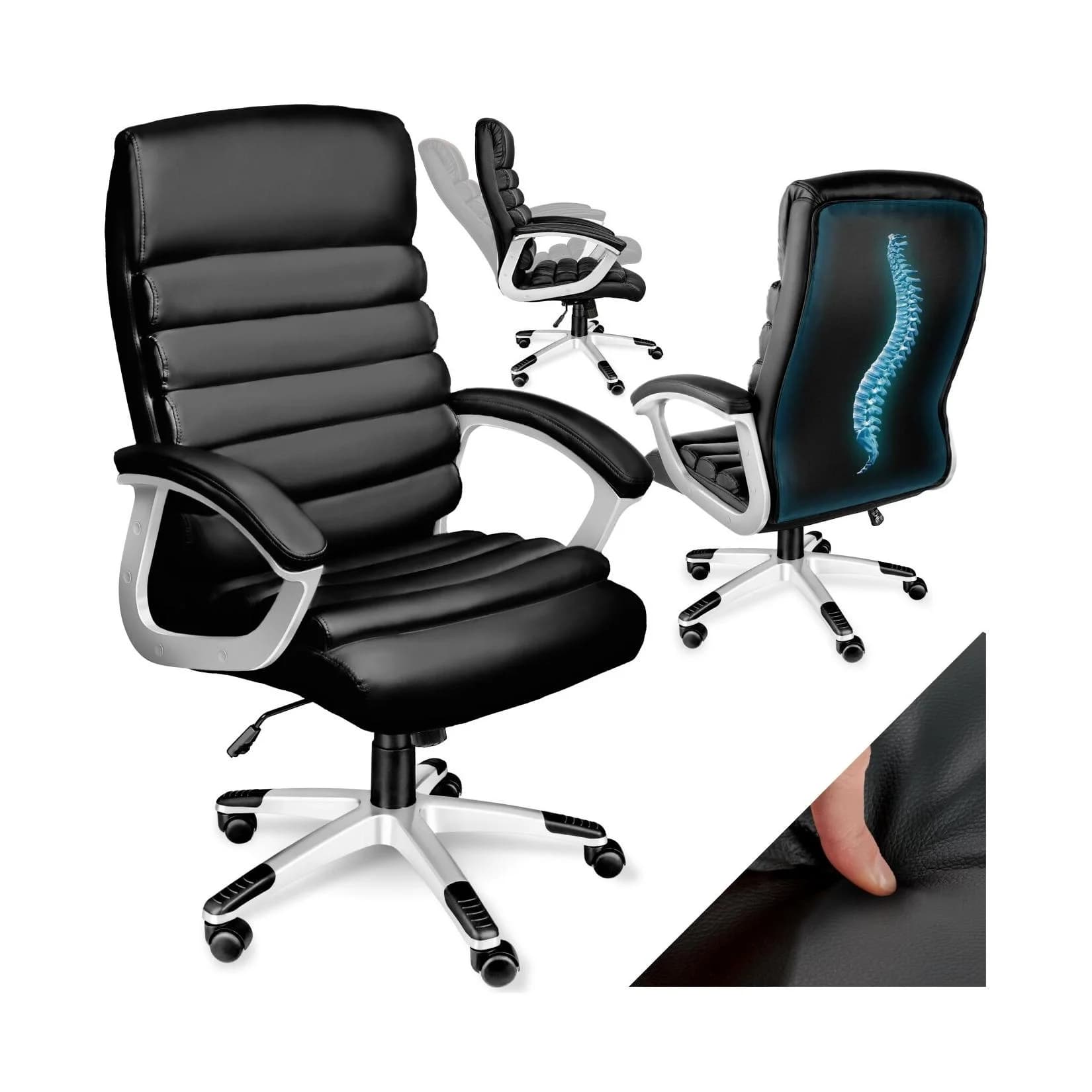 tectake® Bürostuhl 360° drehbar höhenverstellbar Kunstleder