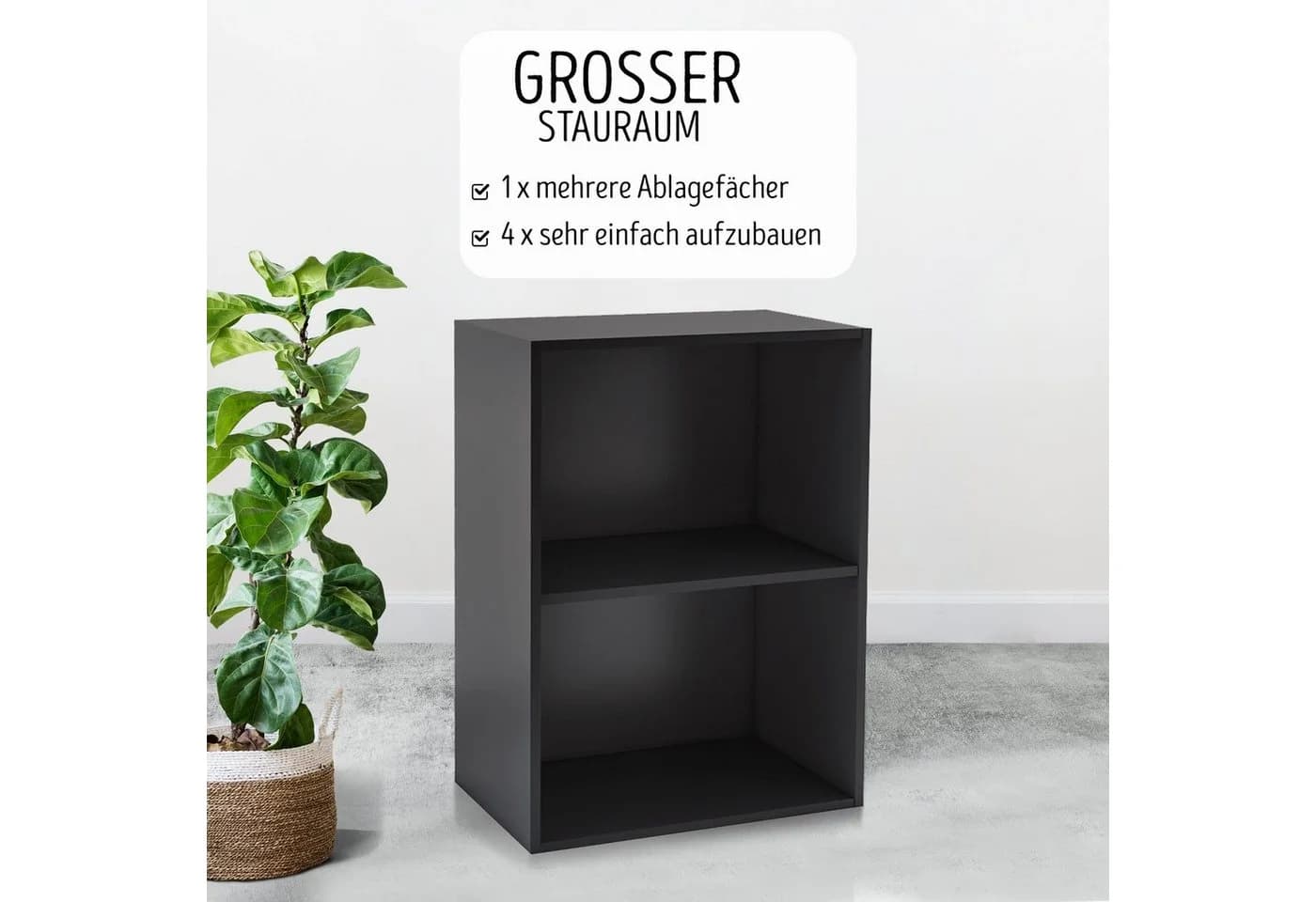 habeig Bücherregal Tube Schwarz 2 Fächer Standregal - Bild 4