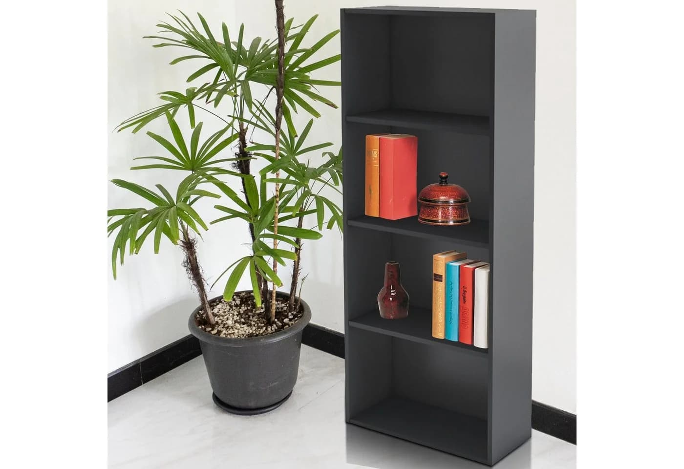 habeig Bücherregal Tube Schwarz 4 Fächer Standregal - Bild 4