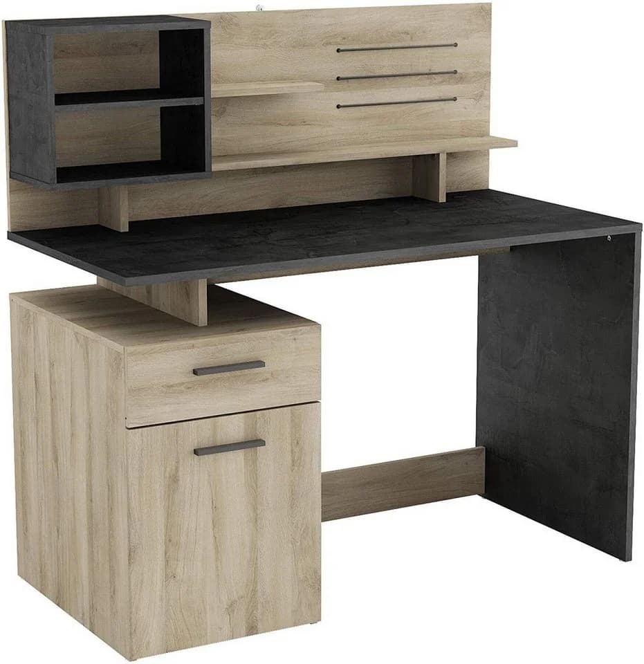 habeig Regal-Schreibtisch mit USB-Anschlüssen und Sichtschutz - Bild 2