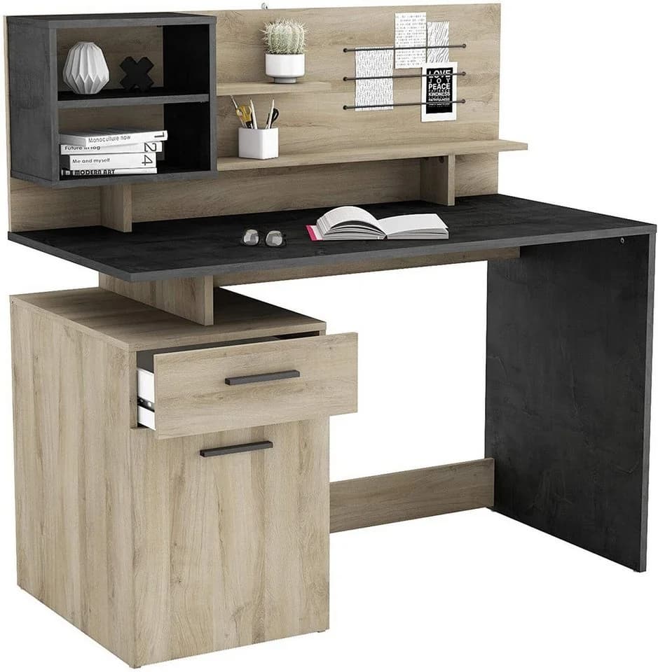 habeig Regal-Schreibtisch mit USB-Anschlüssen und Sichtschutz - Bild 3