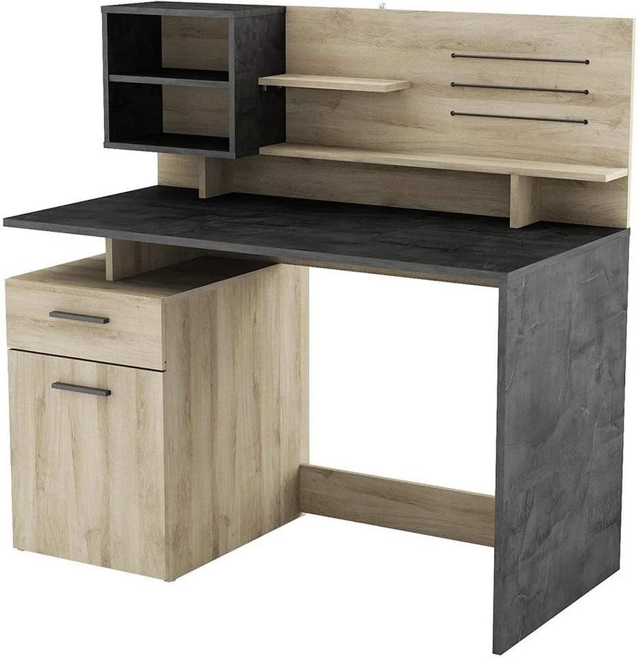habeig Regal-Schreibtisch mit USB-Anschlüssen und Sichtschutz - Bild 4