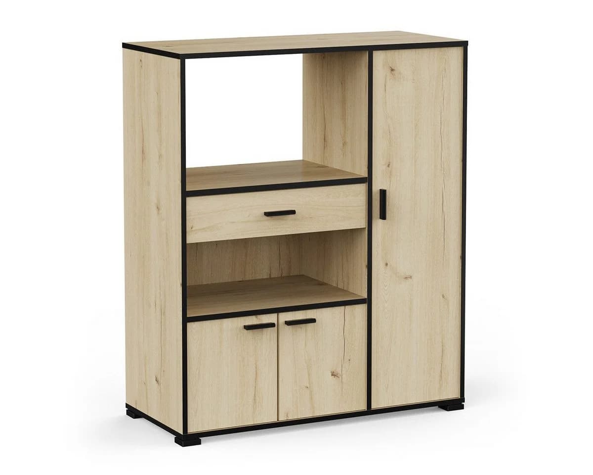 habeig Küchenbuffet Schrank Schwarz mit Schubladen & Fächern - Bild 2