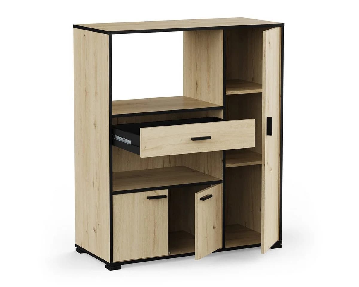 habeig Küchenbuffet Schrank Schwarz mit Schubladen & Fächern - Bild 3