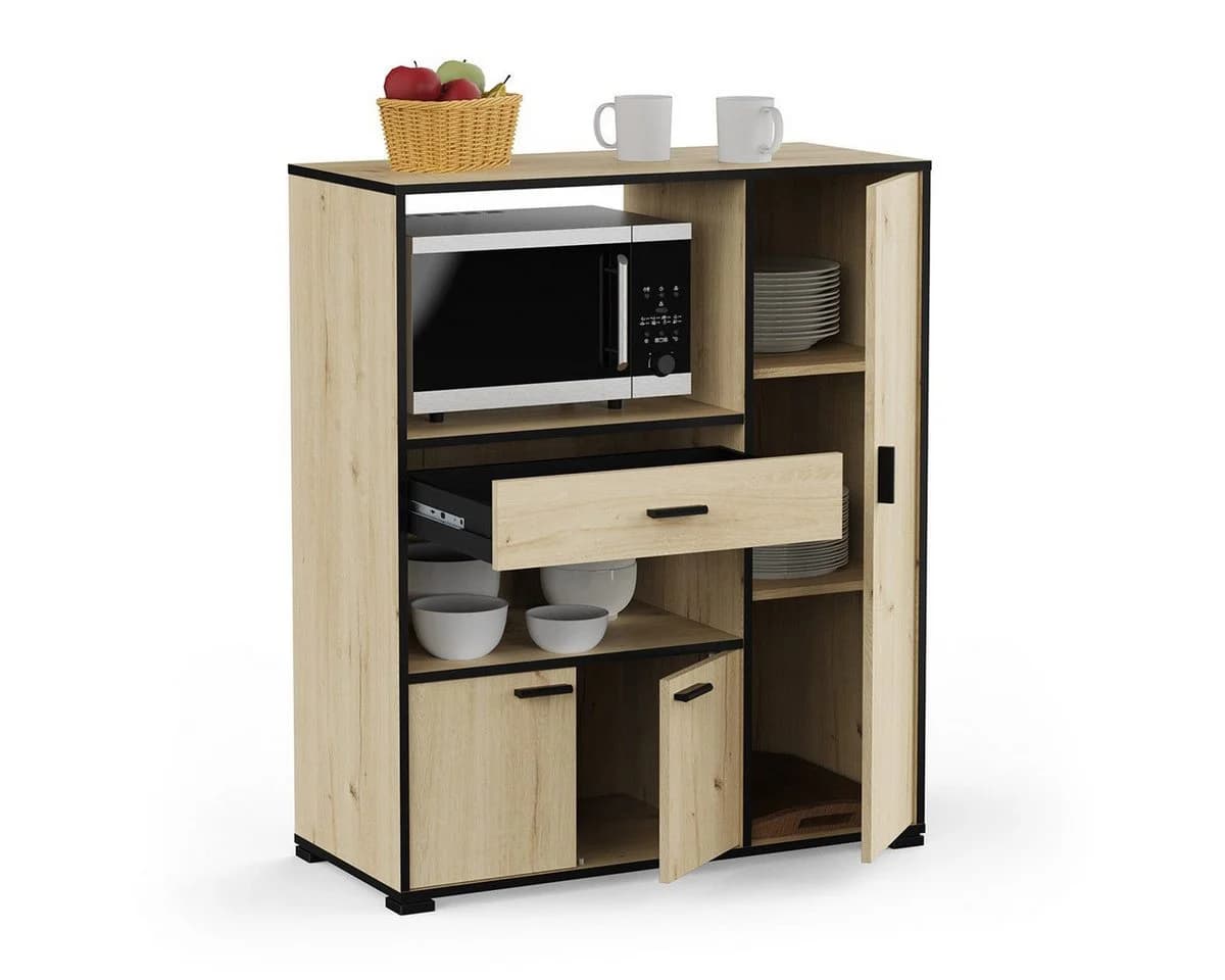 habeig Küchenbuffet Schrank Schwarz mit Schubladen & Fächern - Bild 4