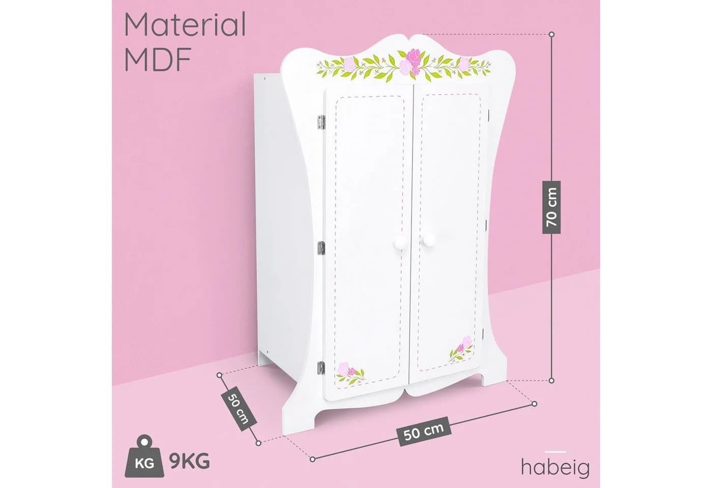 habeig Kleiderschrank Kinderschrank weiß 70cm