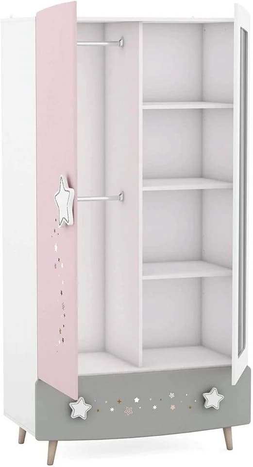 habeig Kleiderschrank Himmelssterne #441 Rosa/Weiß Mädchen Kinderzimmer - Bild 3