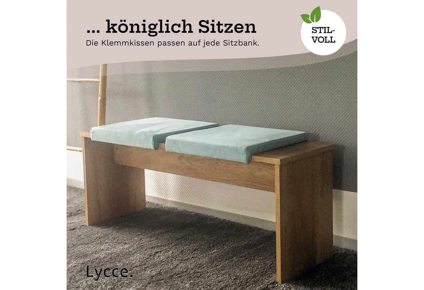 Lycce Bankauflage Klemmkissen 1 Leiste Blau Velour - Bild 5