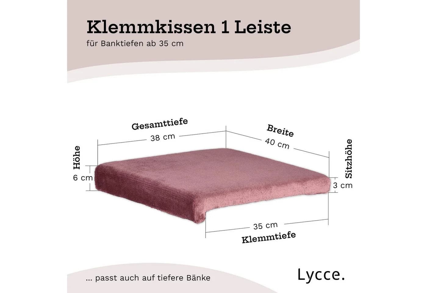 Lycce Klemmkissen Samt 40cm Breite mit Klemmleiste - Bild 4