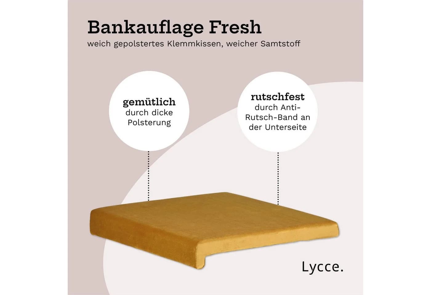 Lycce Klemmkissen Samtbezug FRESH senf oliv mit 1 Leiste - Bild 3