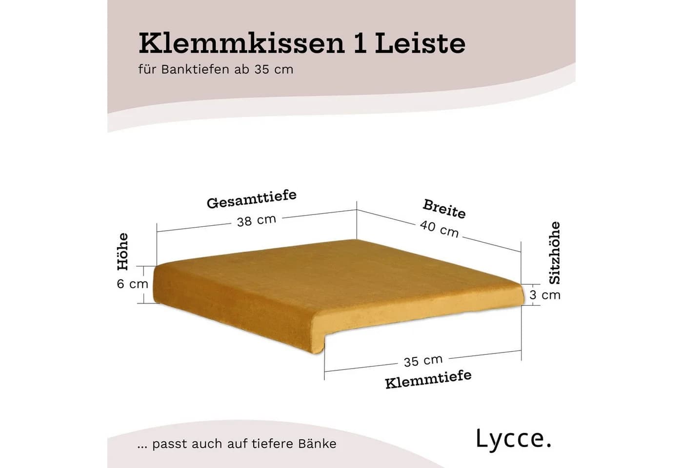 Lycce Klemmkissen Samtbezug FRESH senf oliv mit 1 Leiste - Bild 4