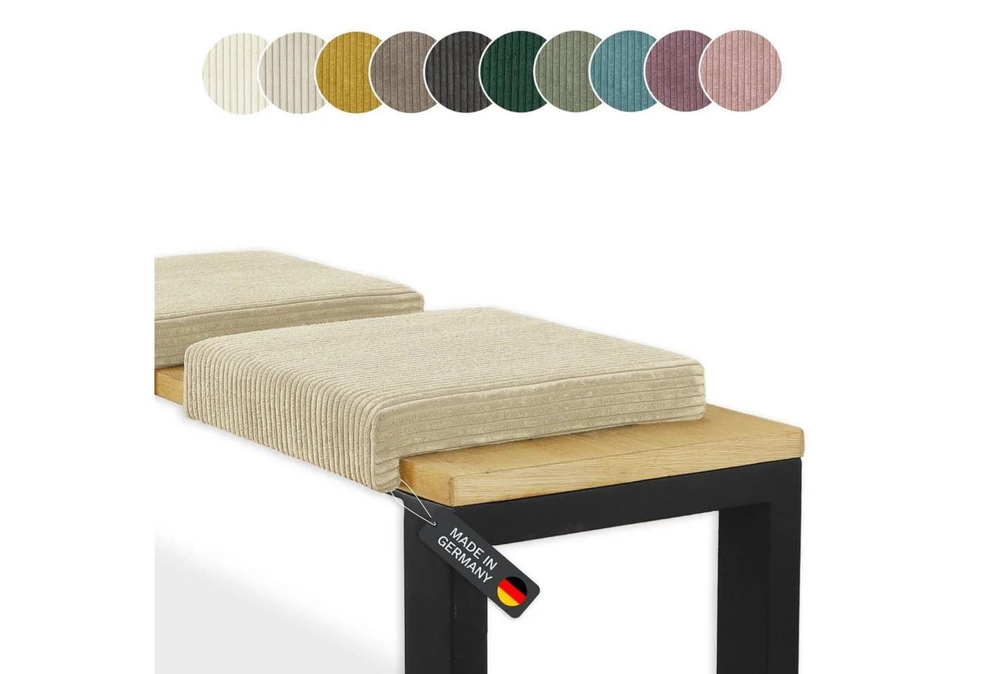 LYCCE Bankauflage Klemmkissen 1 Leiste Beige Cordstoff - Bild 2