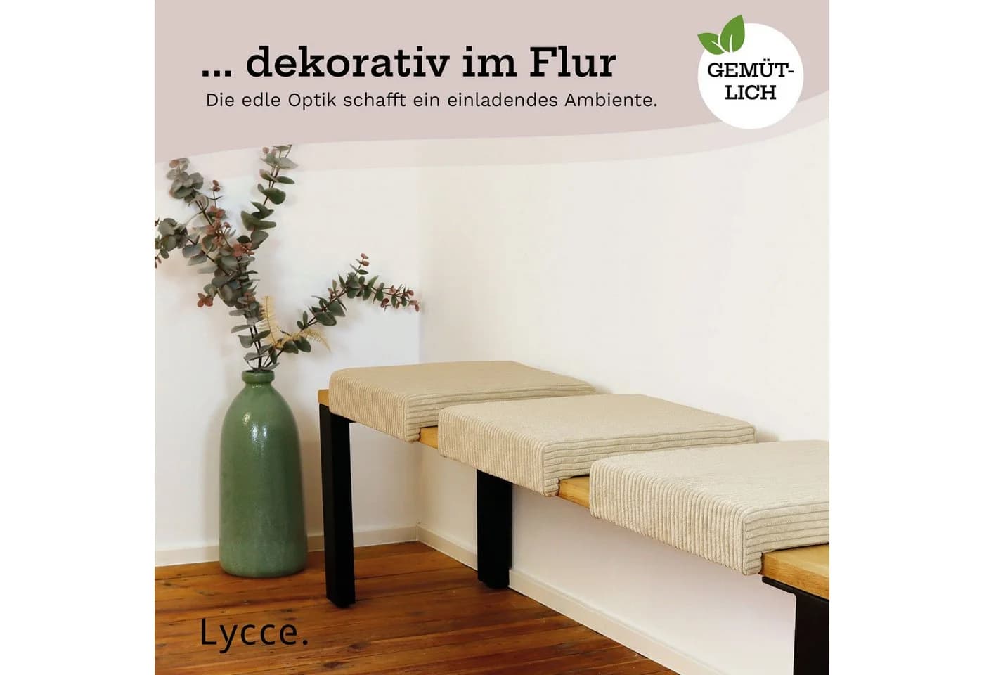 LYCCE Bankauflage Klemmkissen 1 Leiste Beige Cordstoff - Bild 5