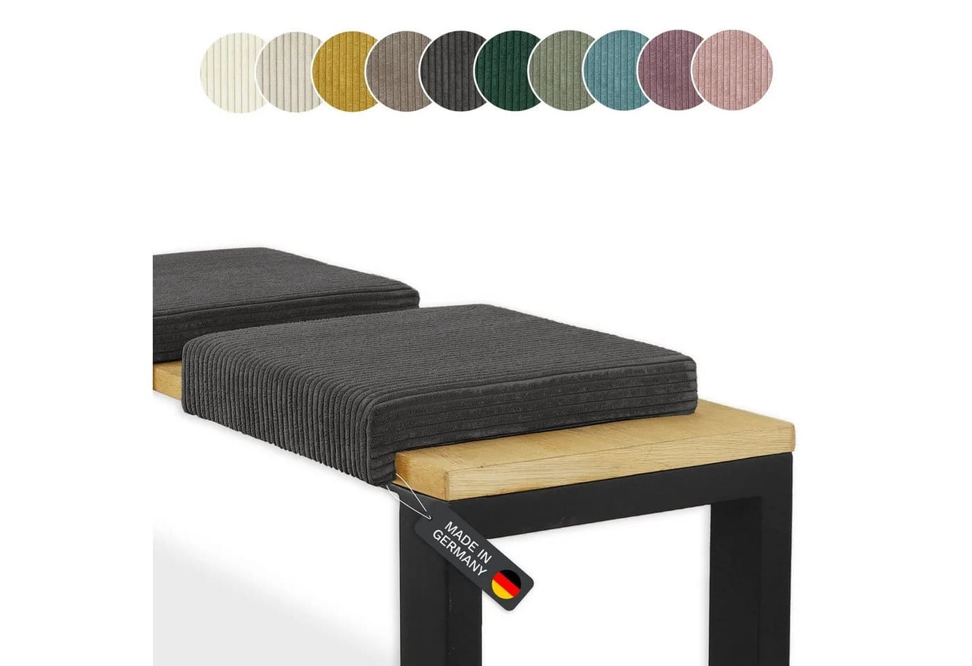 LYCCE Bankauflage Klemmkissen 1 Leiste Grau Cordstoff - Bild 2
