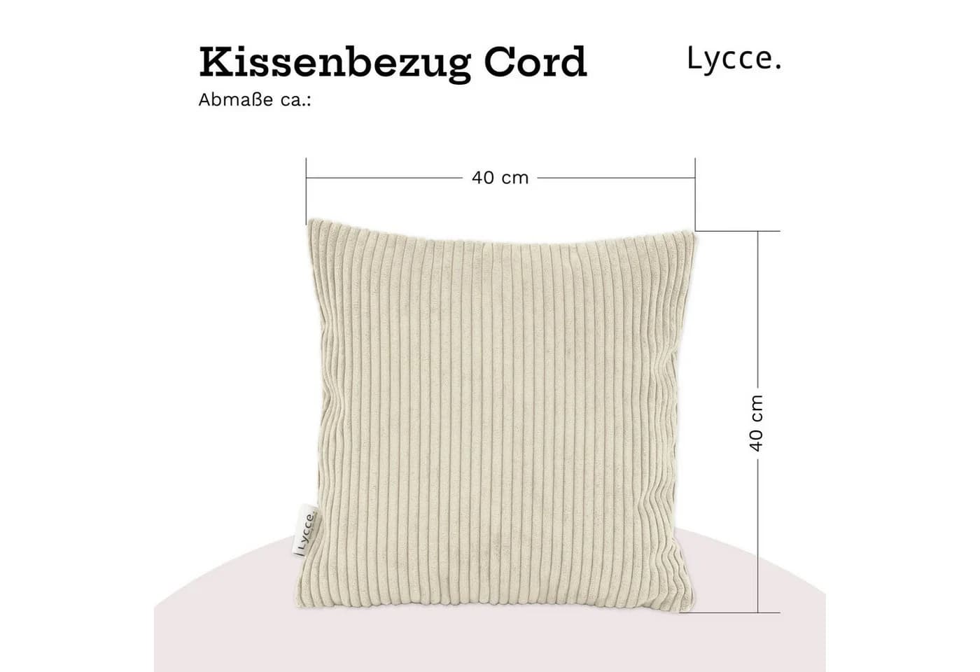 Lycce Dekokissen Kissenbezug Cordstoff Beige 40x40cm - Bild 4