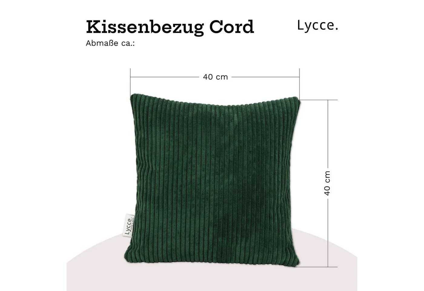 Lycce Dekokissen Kissenbezug Cordstoff Grün 40x40cm - Bild 3