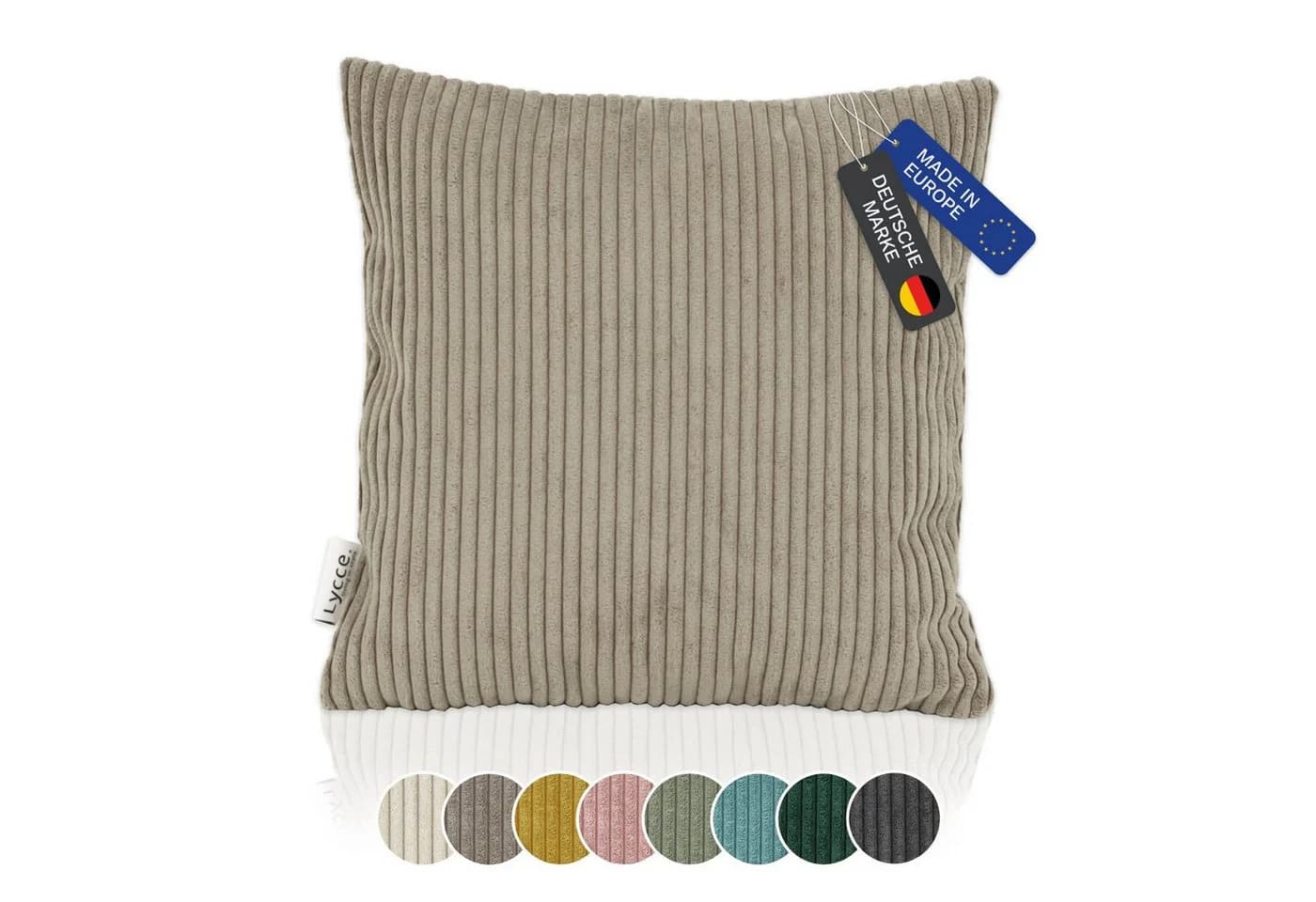 Lycce Dekokissen Kissenbezug Cordstoff Taupe 40x40cm - Bild 2