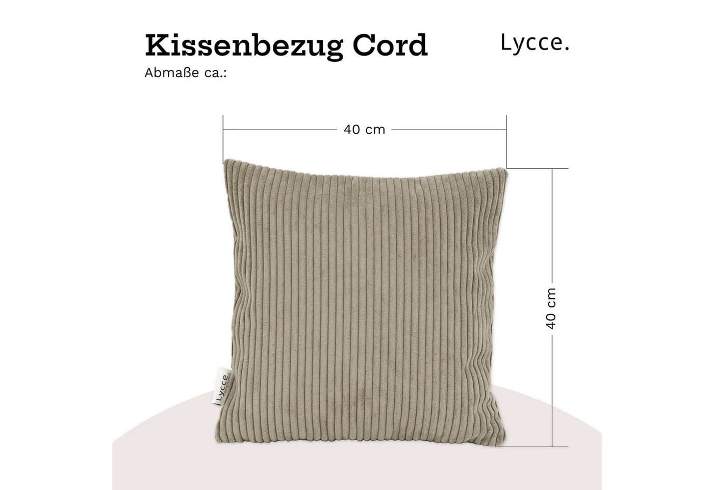 Lycce Dekokissen Kissenbezug Cordstoff Taupe 40x40cm - Bild 4