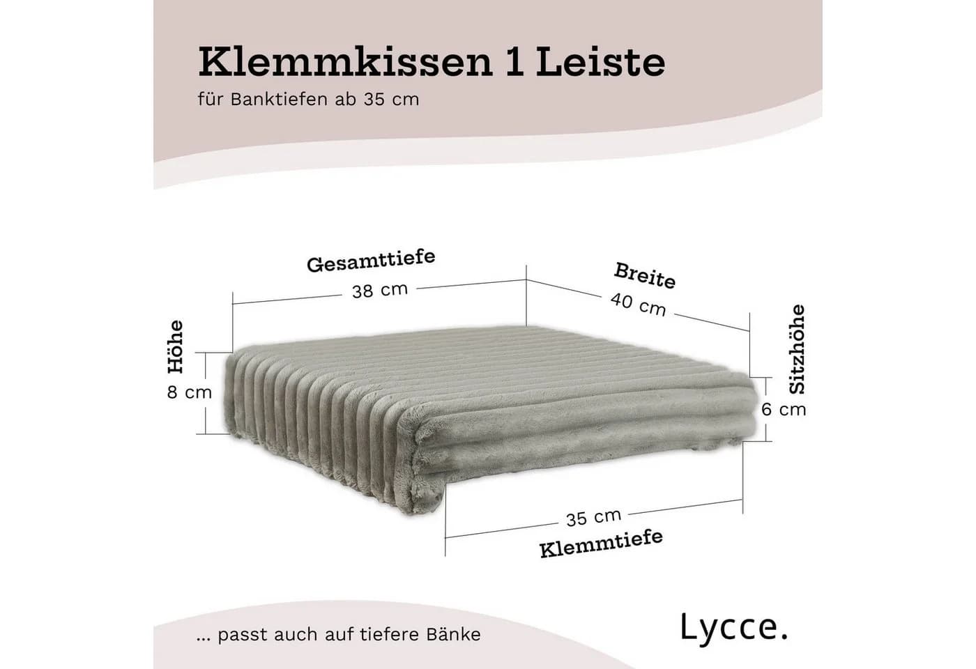 Lycce Klemmkissen Sitzkissen DELUXE 1 Leiste super breiter Cordstoff - Bild 4