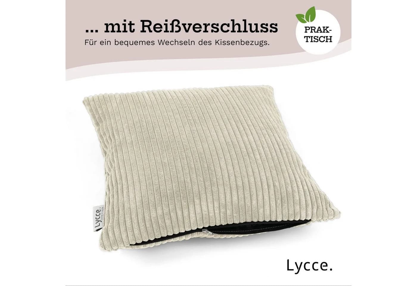 Lycce Dekokissen Kissenbezug 2er Set Cord Stoff 40x40 cm - Bild 5