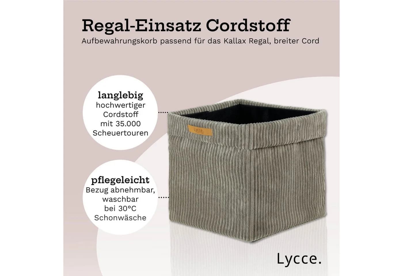 Lycce Regalkorb Kallax Cord Box Taupe Faltbar