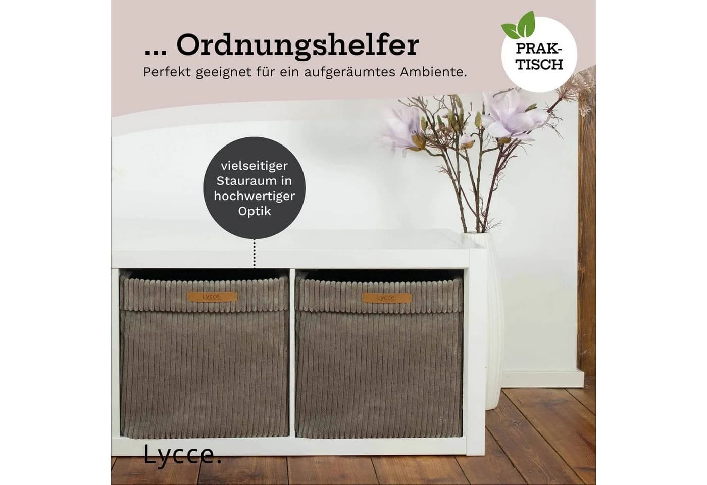 Lycce Regalkorb Kallax Cord Box Taupe Faltbar - Bild 4