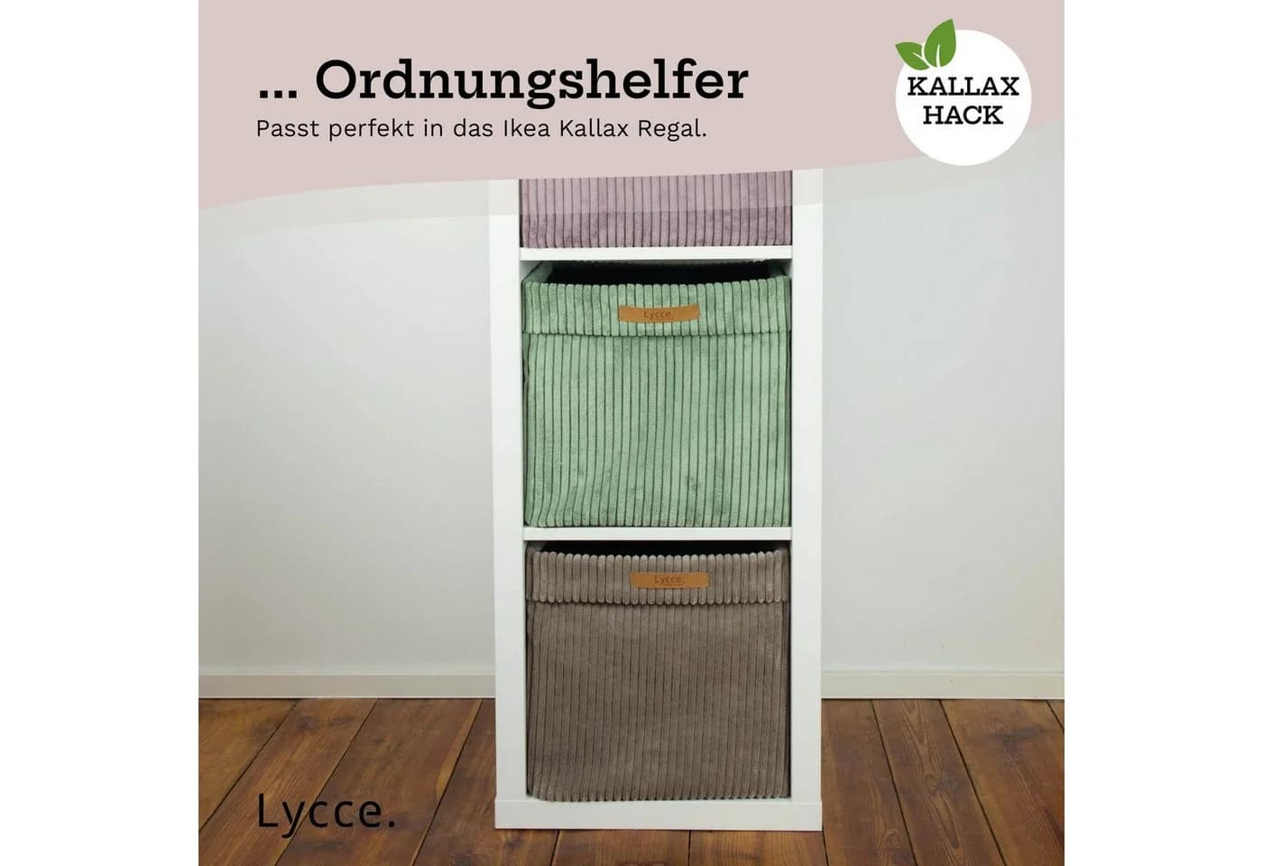 Lycce Regalkorb Kallax Cord Box Taupe Faltbar - Bild 5