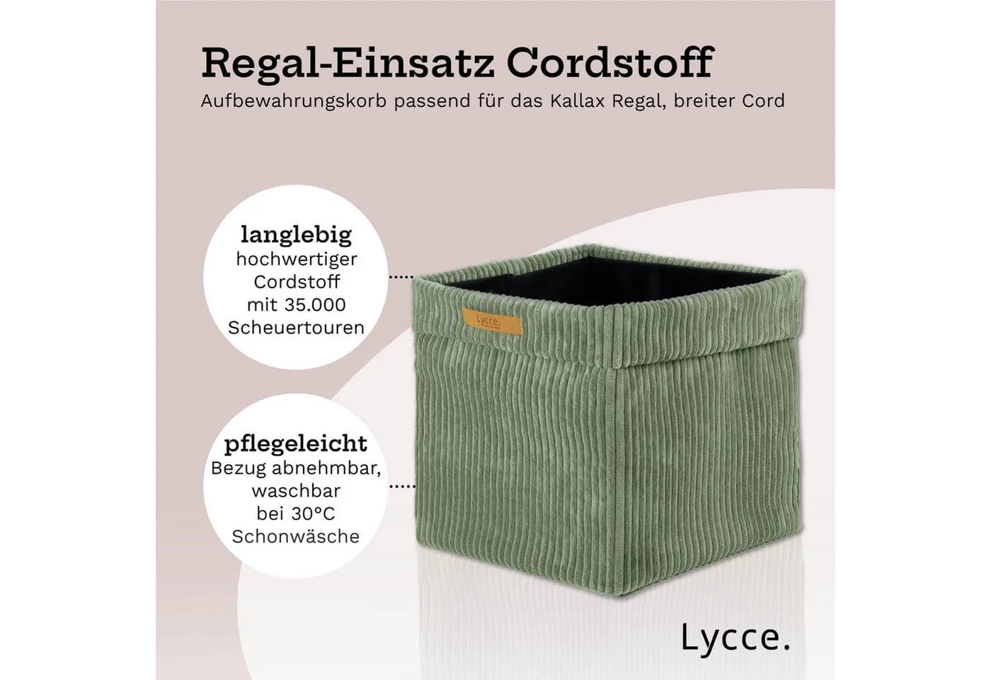 LYCCE Aufbewahrungsbox Cord Faltbar Salbeigrün für Ikea Kallax