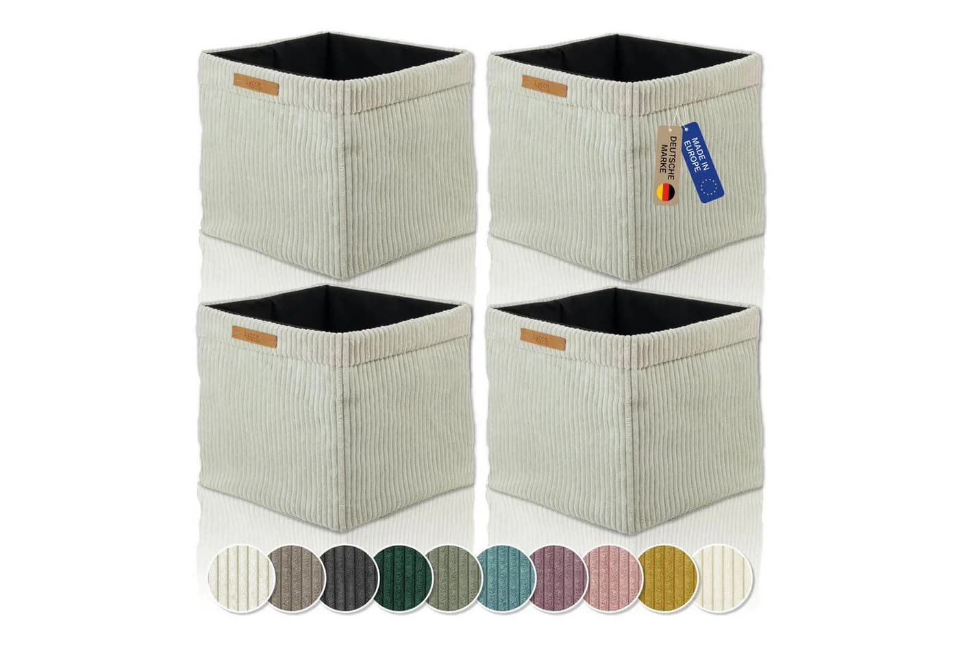 Lycce Regalkorb Kallax Boxen Cord 4er Set Beige Faltbar - Bild 2