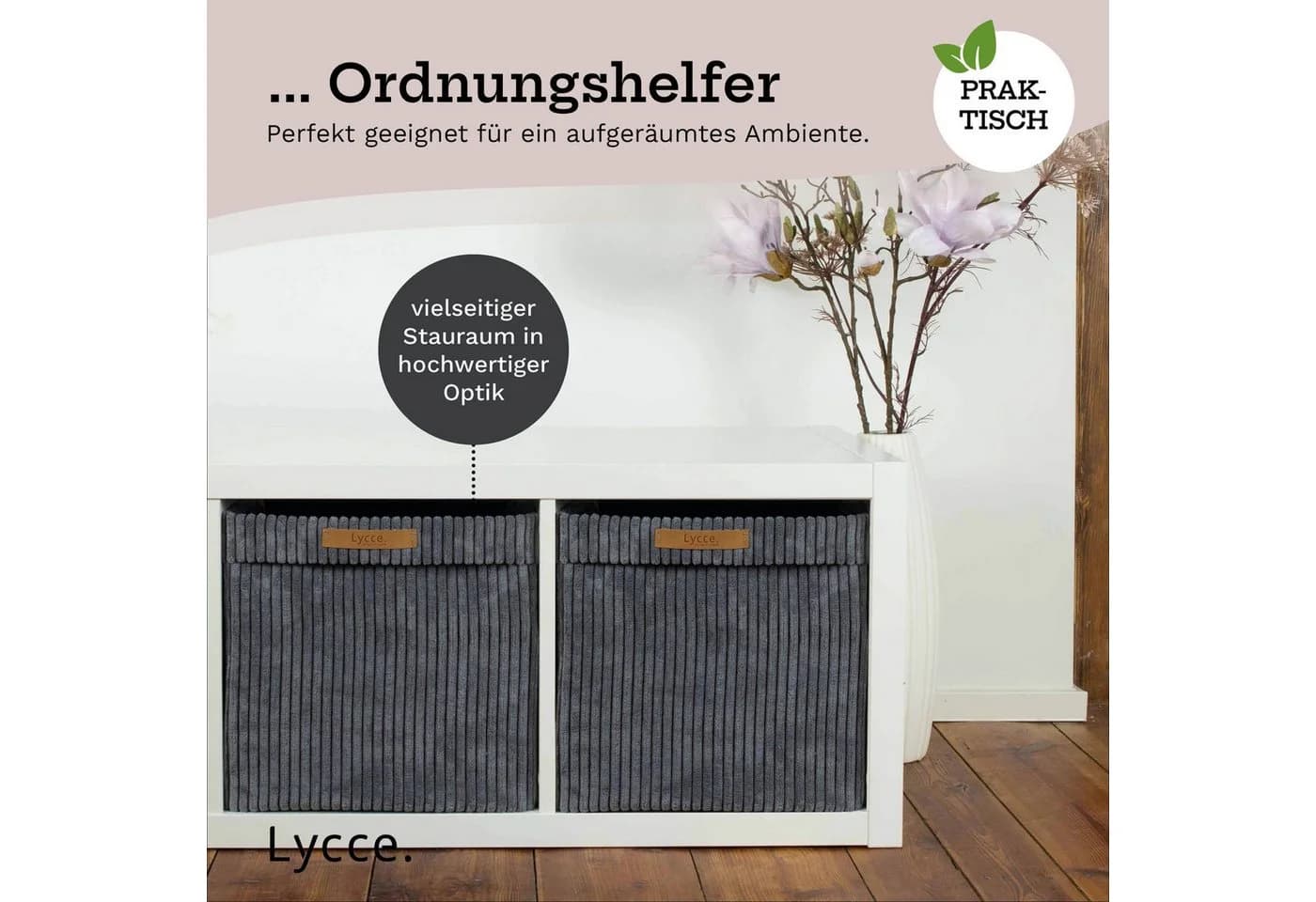 Lycce Regalkorb Kallax Boxen Cord 4er Set Beige Faltbar - Bild 5