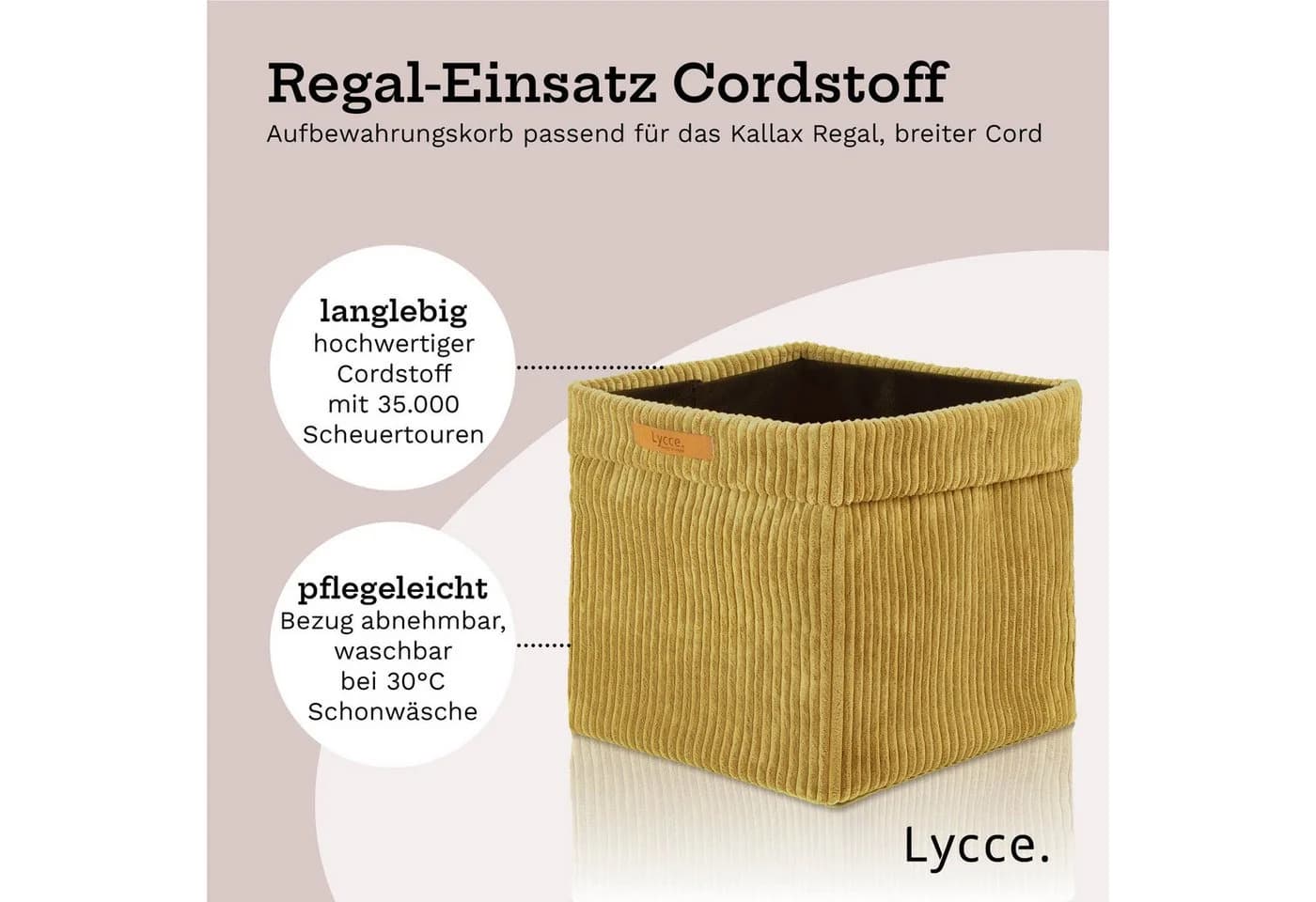 Lycce Aufbewahrungsbox Cord 2er Pack Senfgelb für Ikea Kallax - Bild 3