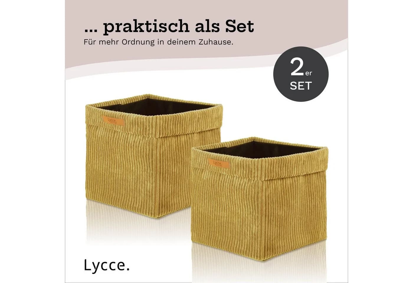 Lycce Aufbewahrungsbox Cord 2er Pack Senfgelb für Ikea Kallax - Bild 5