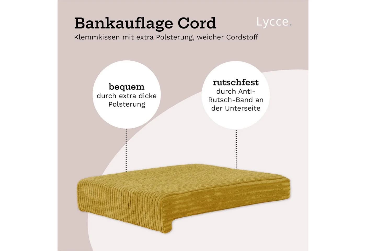 Lycce Klemmkissen Bankauflage Cordstoff Extra Polsterung - Bild 3