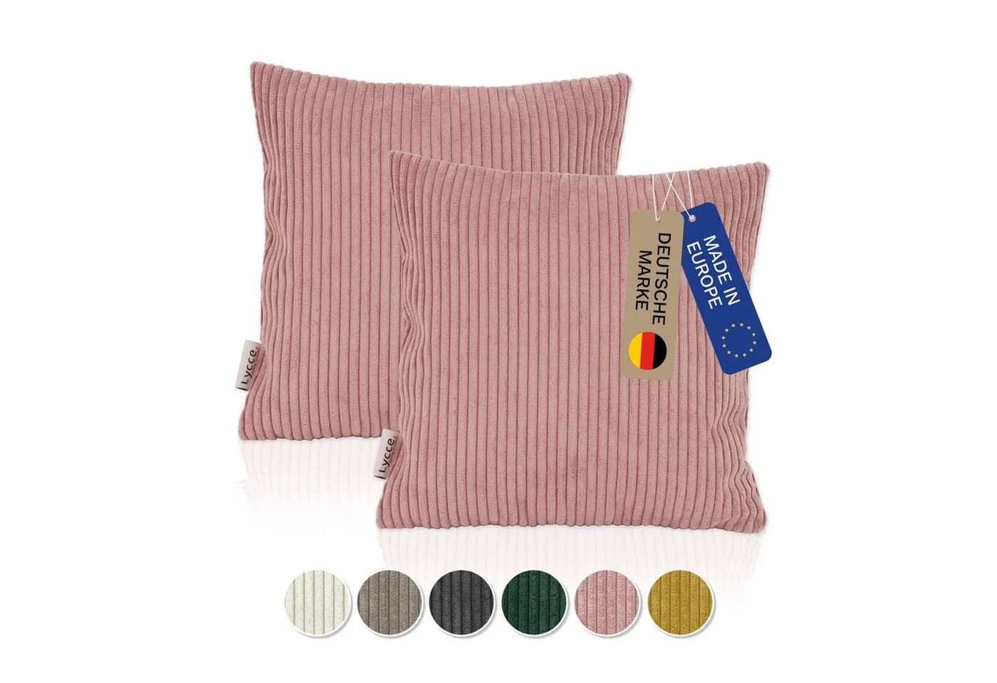 Lycce Dekokissen 2er Set Cordstoff Rosa 40x40 cm - Bild 2
