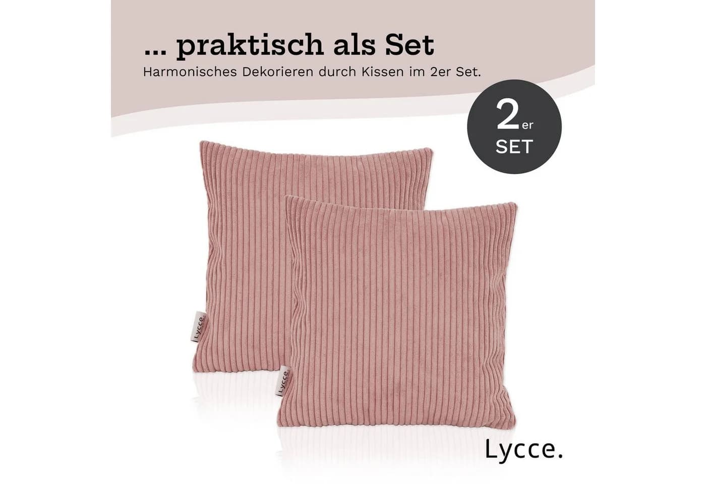 Lycce Dekokissen 2er Set Cordstoff Rosa 40x40 cm - Bild 3