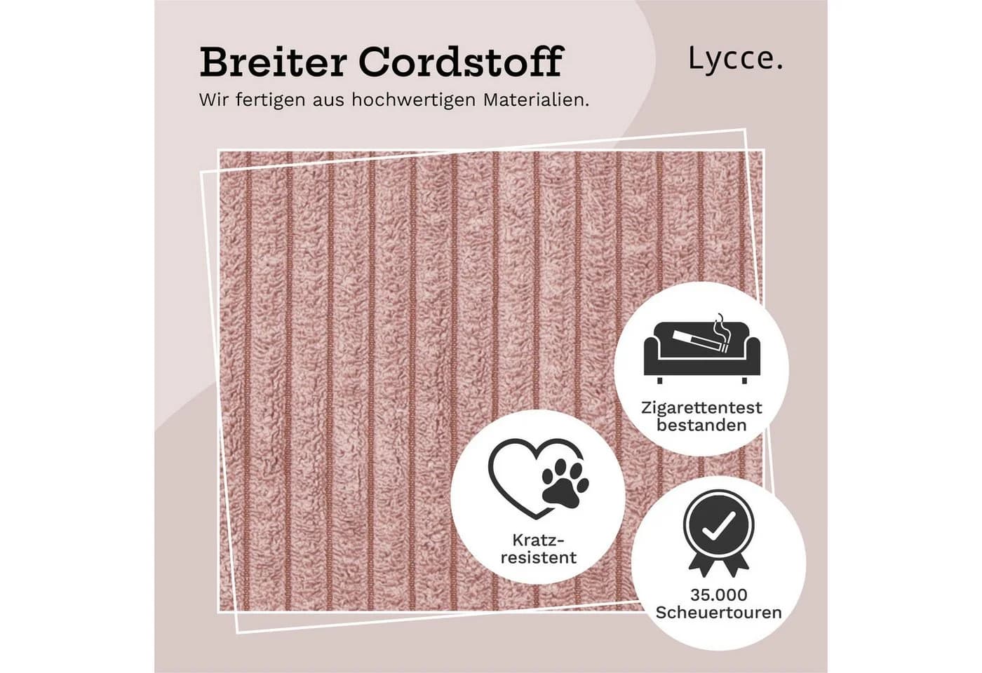 Lycce Dekokissen 2er Set Cordstoff Rosa 40x40 cm - Bild 5