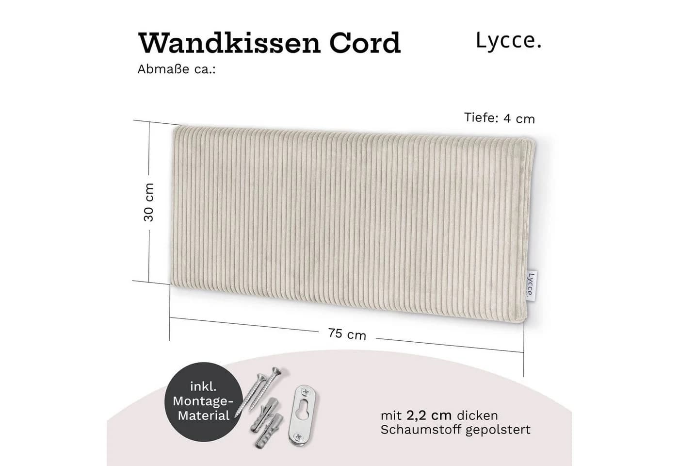 Lycce Wandkissen Cord Wandpolster Kopfteil Betten Rückenkissen Sitzbank - Bild 4