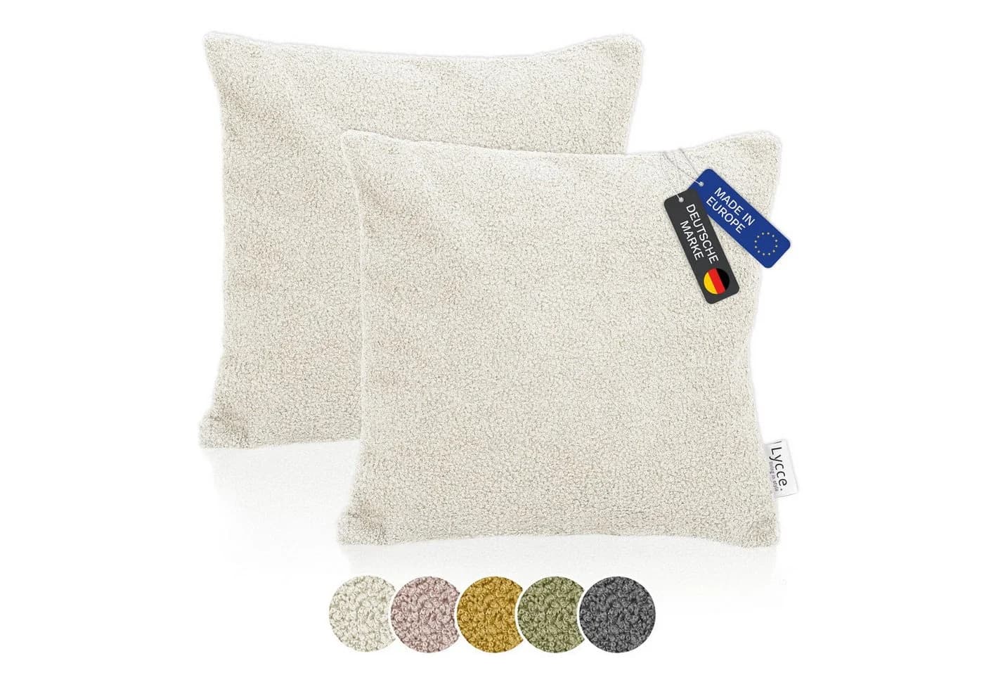 Lycce Dekokissen 2er Set Kissenhülle Bouclé 40x40 cm beige - Bild 2
