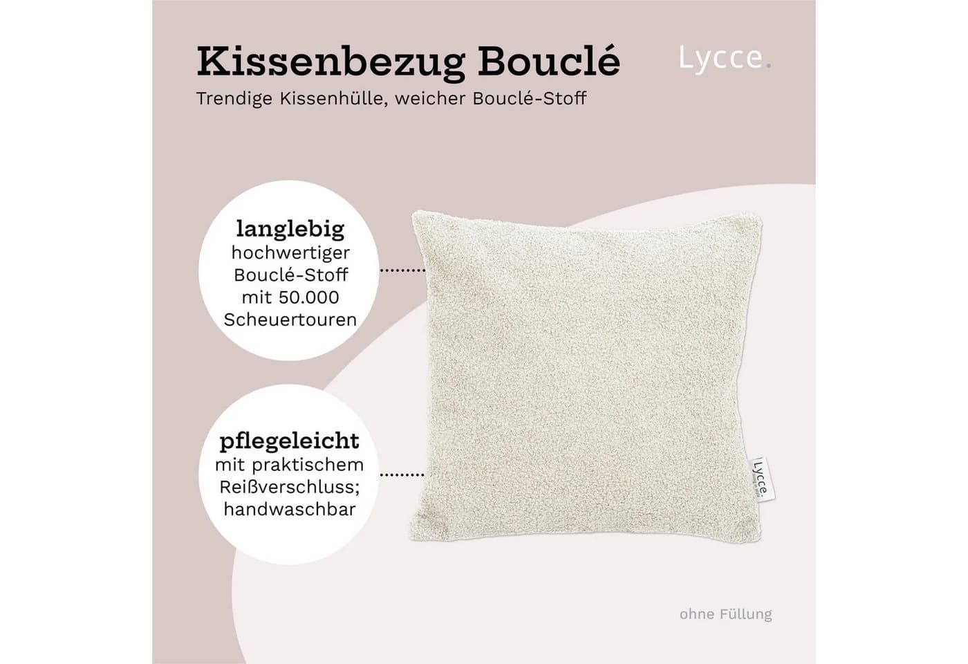 Lycce Dekokissen 2er Set Kissenhülle Bouclé 40x40 cm beige - Bild 5