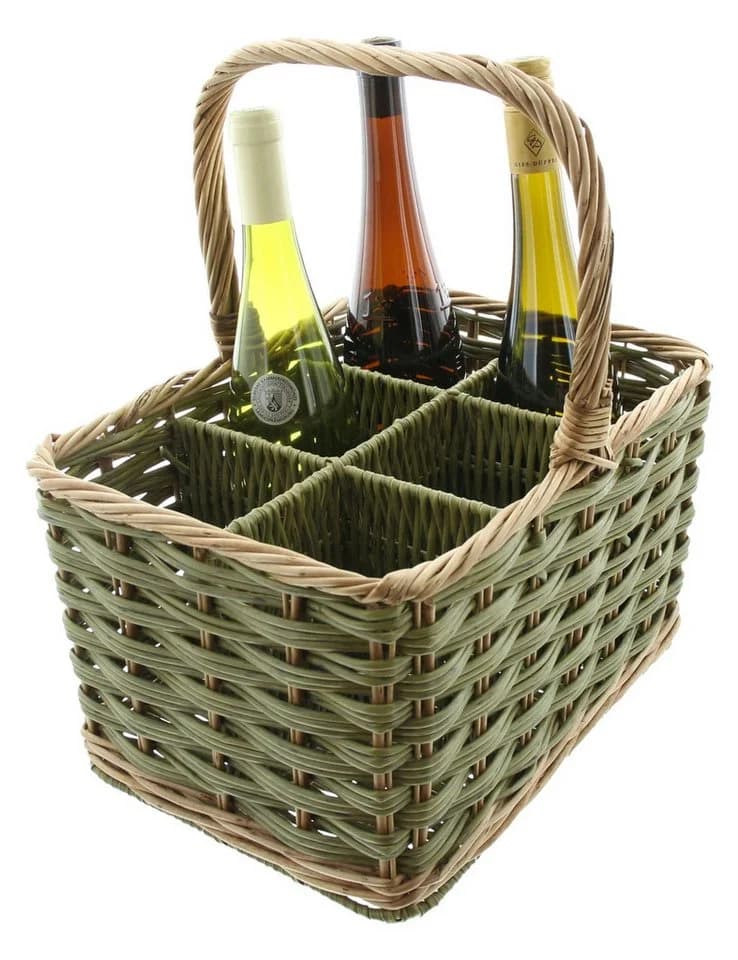 Dekoleidenschaft Flaschenträger Olivgrün Weide & Polyrattan - Bild 2
