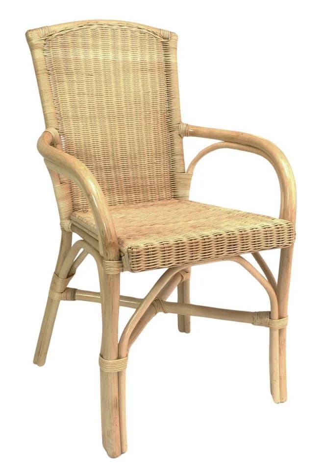 Dekoleidenschaft Rattanstuhl 4 Modelle Natur Lackiert mit Armlehne - Bild 2