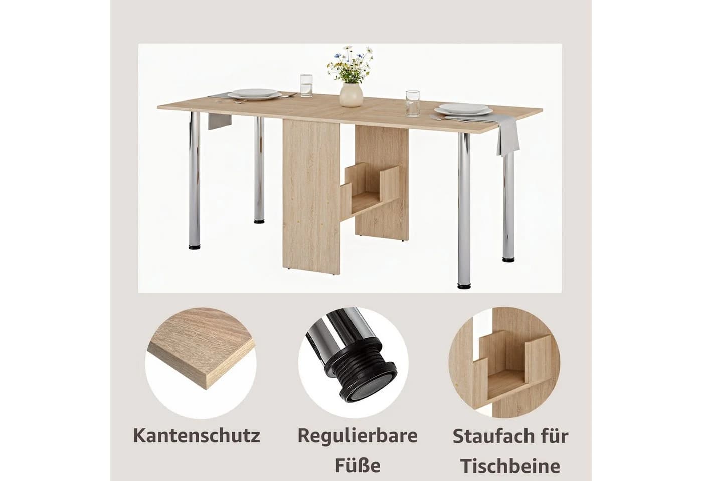 Rodnik Esstisch Amelie Klappbar Braun Modern - Bild 4