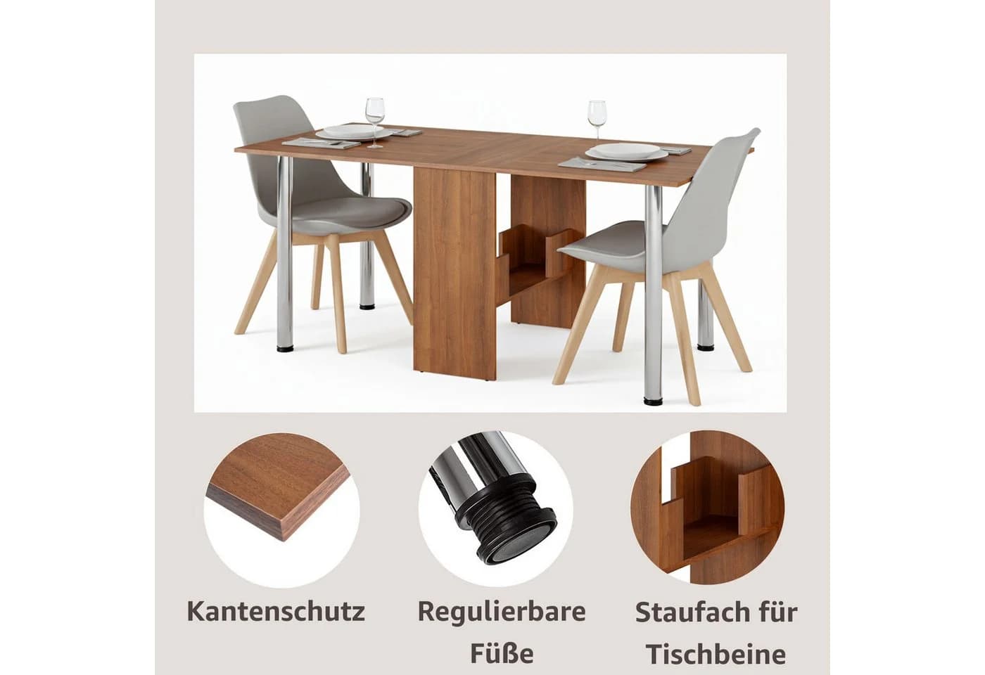 Rodnik Esstisch Amelie Klappbar Braun Modern - Bild 4