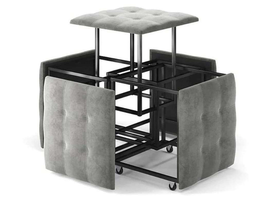 Rodnik Sitzhocker Transformer 5-in-1 Grau Schwarz Rollen - Bild 3