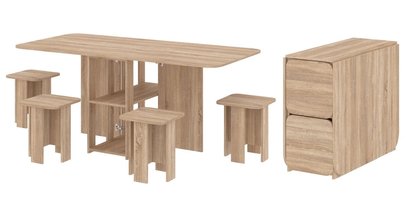 Rodnik Essgruppe Klapptisch Hocker Set 5-in-1 Braun - Bild 2